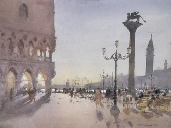 Early Morning, Piazzetta, Venice, 1989 (wc no papel)